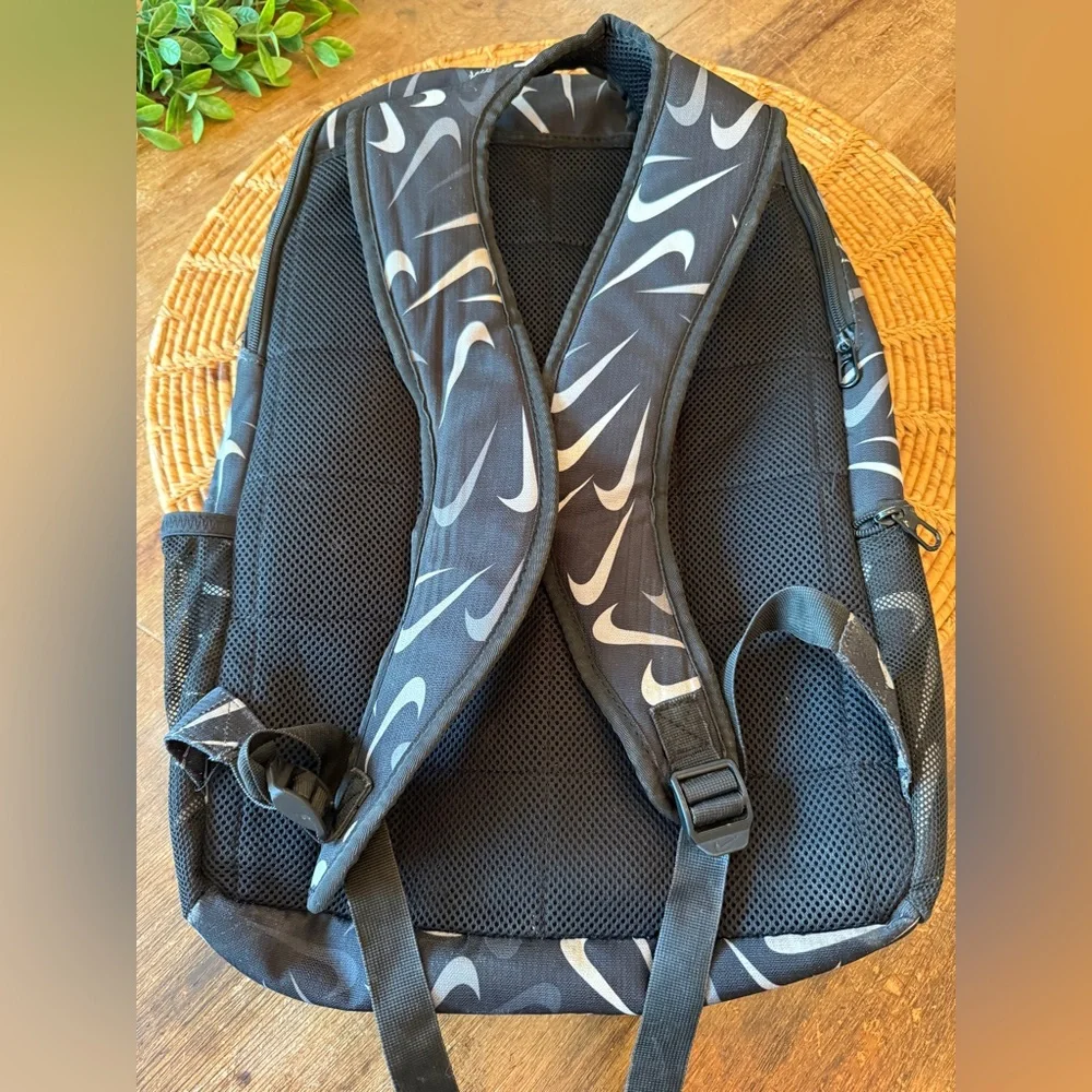 Nike Black and Gray Swoosh Logo Pattern Backpack
